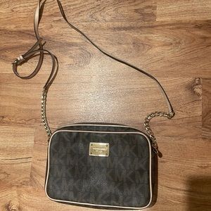 Brown and tan Michael Kors crossbody